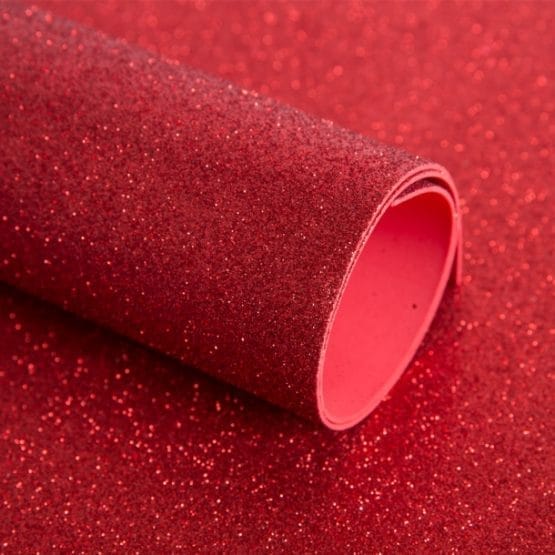 Goma eva con brillantina roja