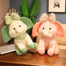 Peluche elefante con moña y babero 22cm