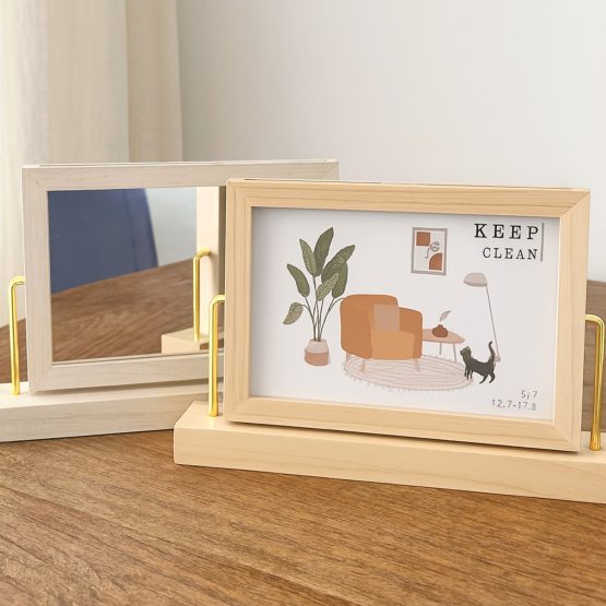 Portarretrato doble faz madera con espejo 25×17.5×4 cm