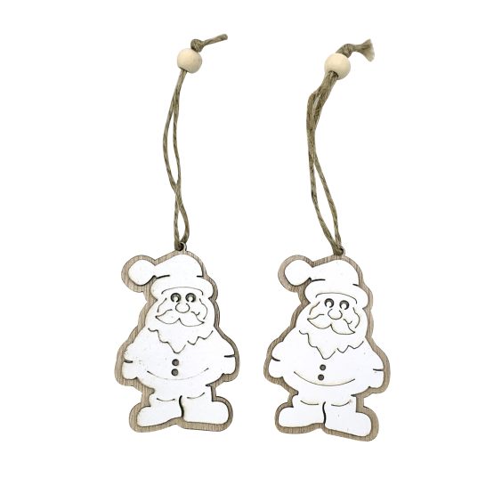 Adorno navideño papa noel x2 madera 7.5cm
