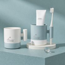 Taza con soporte para cepillo dental 8×9.5 cm