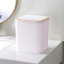 Papelera blanca a rayas mediana 24x22x19.5 cm