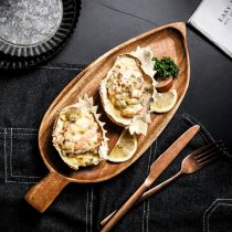 Bandeja de bambu diseño hoja 33×14 cm