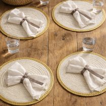 Mantel individual blanco y dorado 30cm