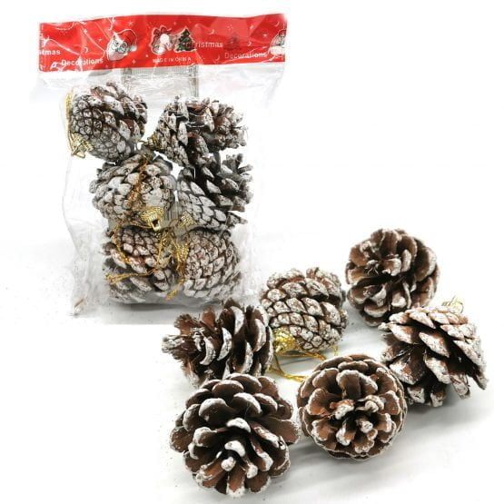 Adorno navideño piñas x 6 en bolsa