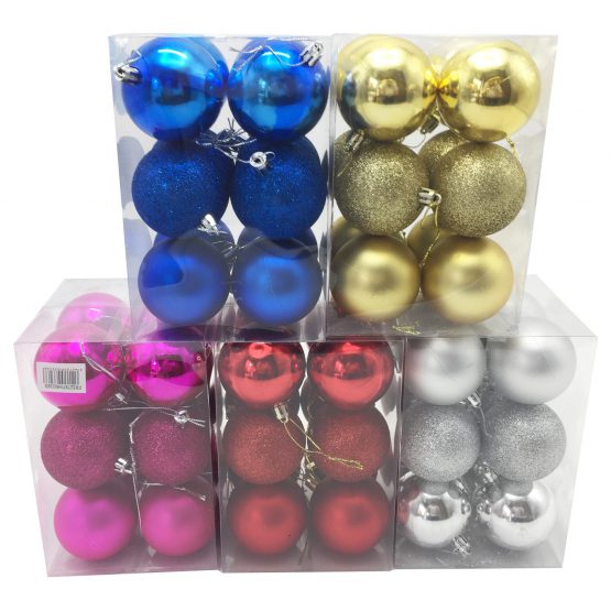 Bolas navideñas x 12 6cm 3 texturas