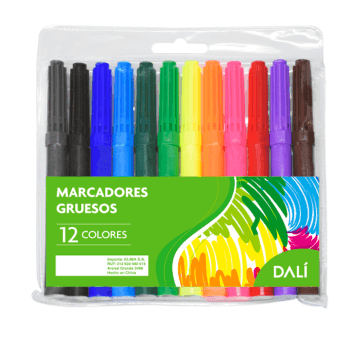 Marcadores dl gruesos x 12 colores
