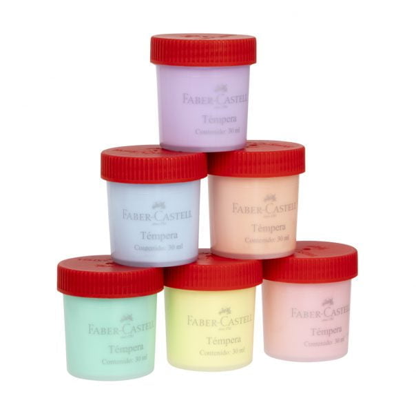 Tempera faber 6 colores pastel