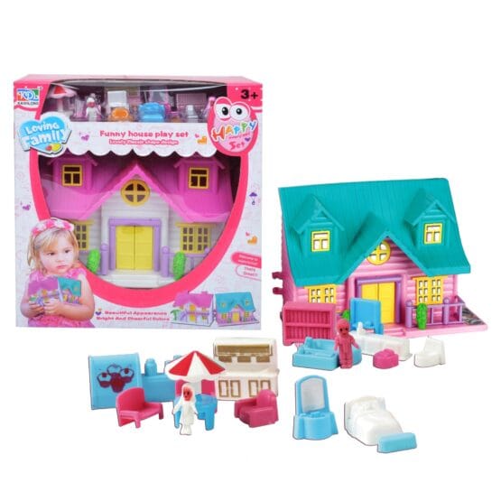 Casa p/muñecas c/ muebles mini en caja