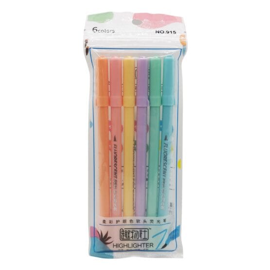 Marcador fluo pastel x 6 punta pincel