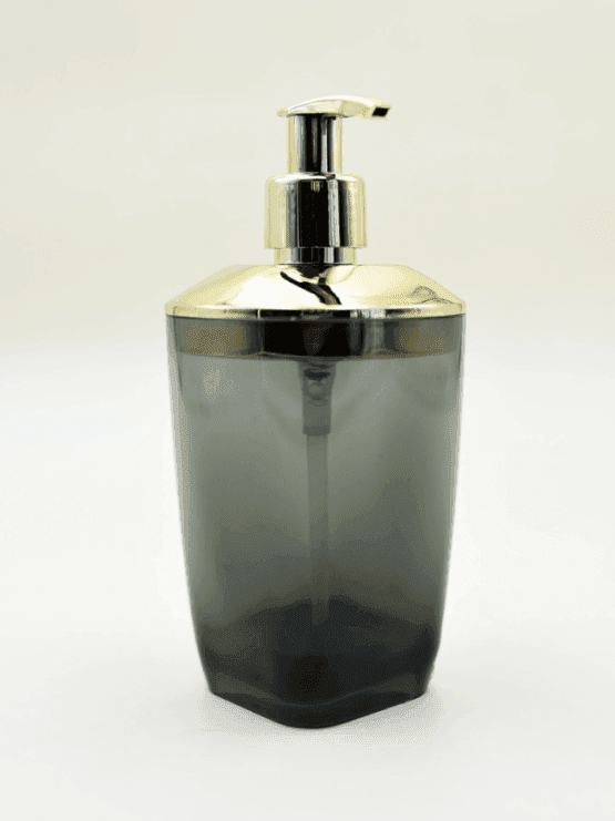 Dispensador de jabon plastico negro y dorado