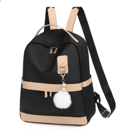 Mochila con pom pom dos colores