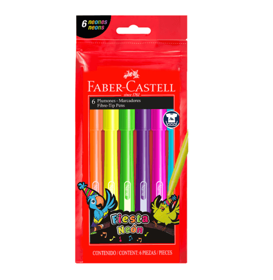 Marcadores faber neon x6