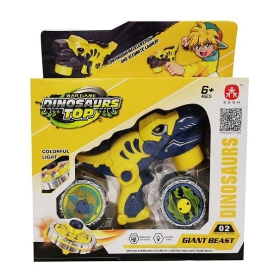 Pistola lanza trompos dino c/luz