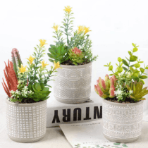 Plantita c/ maceta p/escritorio cemento