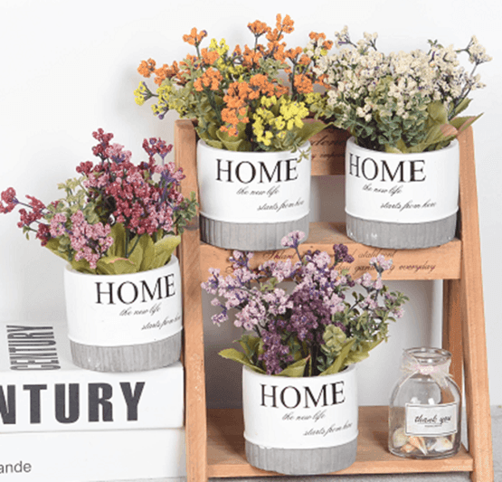 Flores en maceta home decoración
