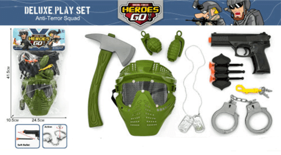 Set de militar policia 12 piezas mascara