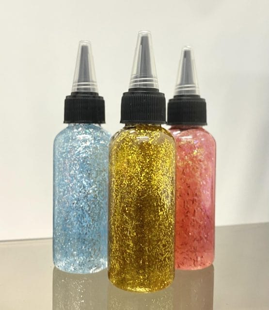 Gel p/ pelo con glitter