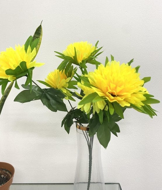 Ramo crisantemo x6 hoja pegada