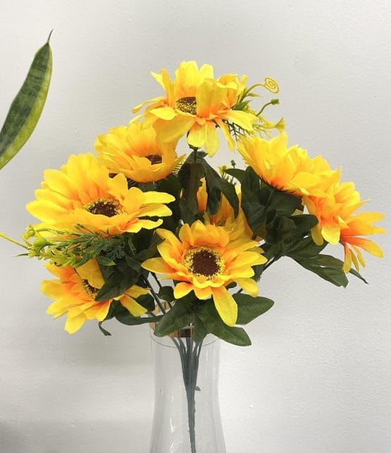 Ramo girasol x12 c/ follaje y espiral