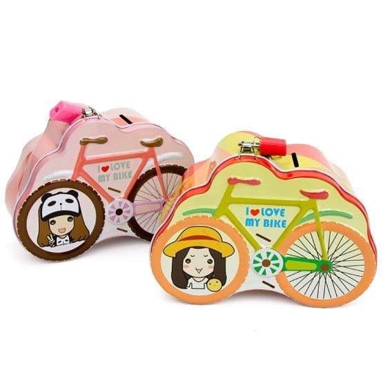 Alcancia lata bicicleta