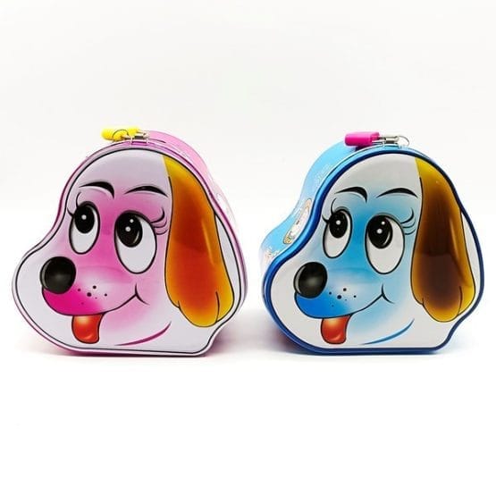 Alcancia lata perro colores