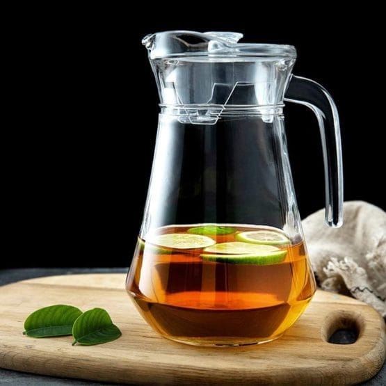 Jarra de vidrio 1.30l 20cm con tapa