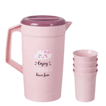 Set de jarra tapa con 4 vasos 2lt