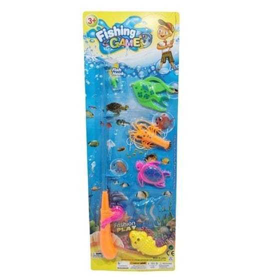 Caña de pescar con 5 peces