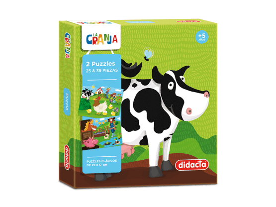 2 puzzles de 25 y 35 piezas la granja