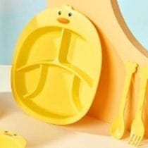 Plato plástico patito c/cubiertos