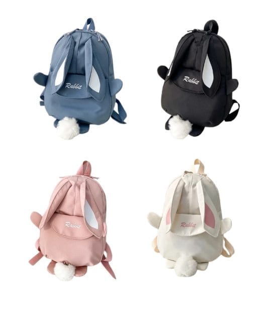 Mochila con orejitas y pompom