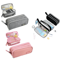Cartuchera 3 divisiones gris/negra/rosa
