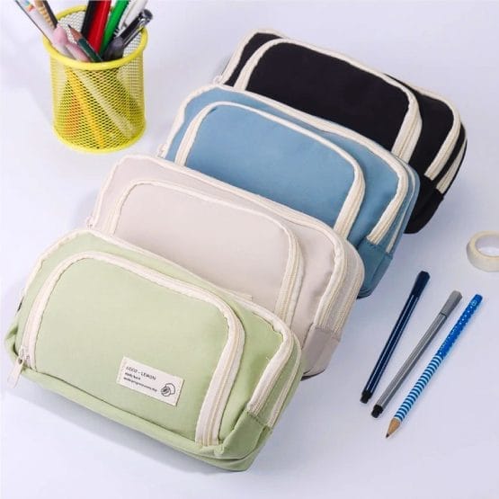 Cartuchera 3 cierres color pastel