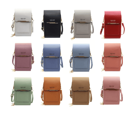 Billetera con colgante y apliques dorados