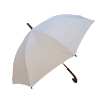 Paraguas blanco con mango de madera