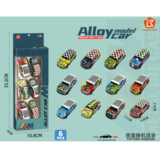Set x 6 autos a friccion con diseño