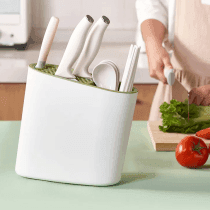 Organizador para cubiertos verde y blanco