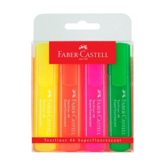Estuche resaltador faber fluo x4