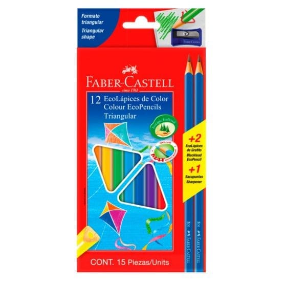 Lapices color faber largos kit x 12