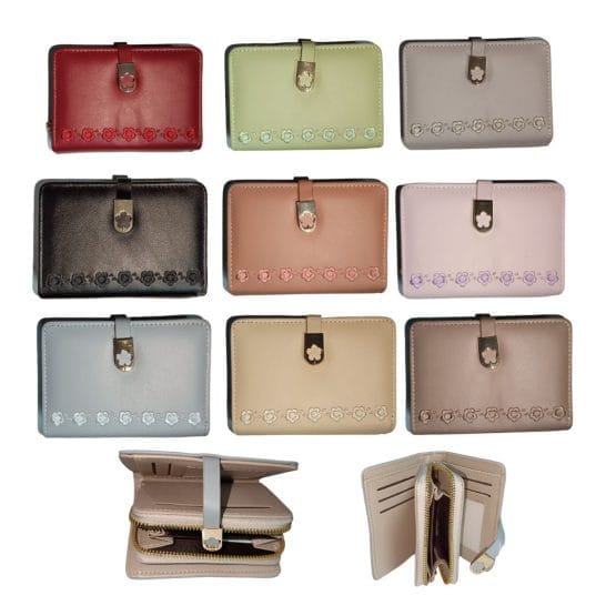 Billetera lisa con broche