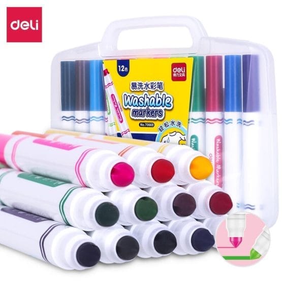 Marcadores deli x12 lavables