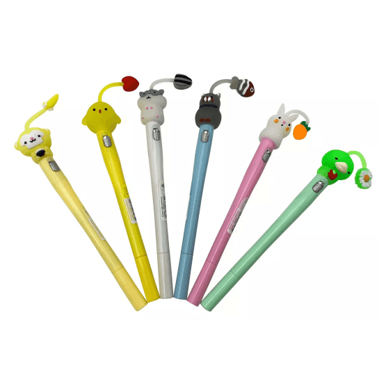 Lapicera con luz y aplique conejo/gatito