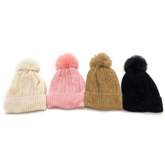 Gorro adulto chenille con pompon