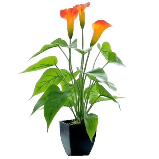 Planta artificial calas rojas 40 cm maceta negra