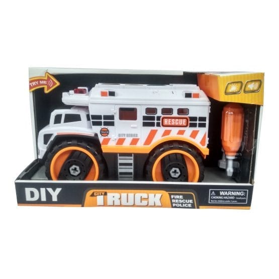 Camion rescate desarmable en caja con luz y sonido