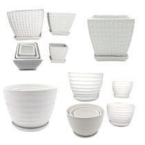 Maceta de ceramica texturada grande 17x14cm