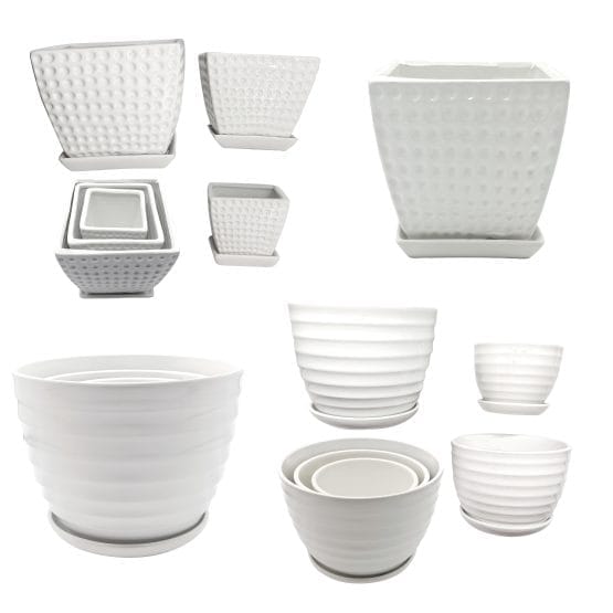 Maceta de ceramica texturada grande 17x14cm