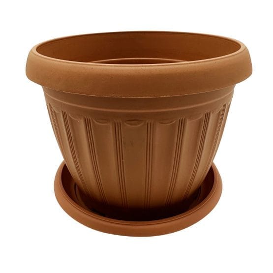 Maceta terracota con rayas 25cm