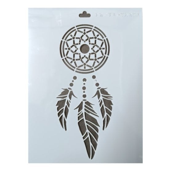 Stencil atrapasueños con plumas